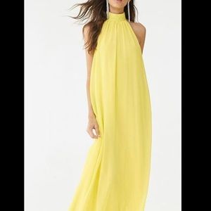 Forever 21 Long Chiffon Mock Neck Dress